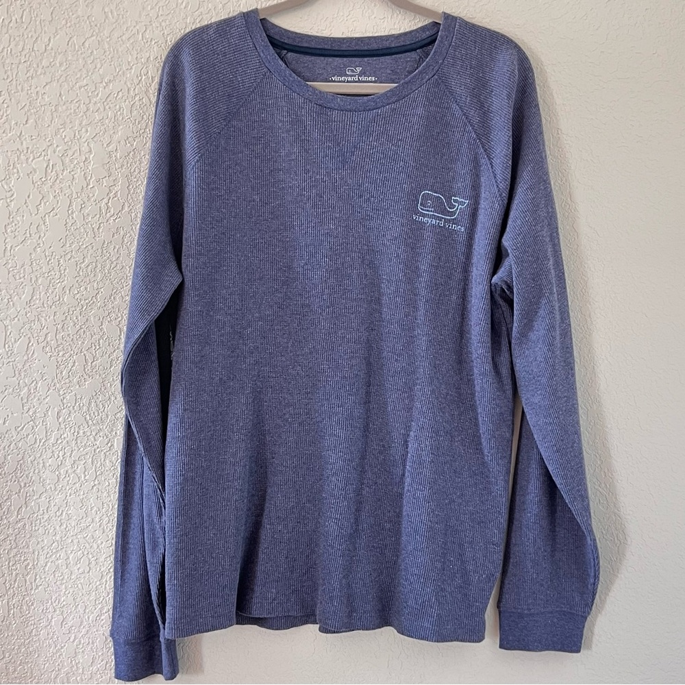 Vineyard Vines Blue Long Sleeve Thermal Shirt Navy Blue Mens Large Crewneck